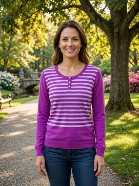 NWT Puma Golf Striped Scoop Neck Henley Sweater L